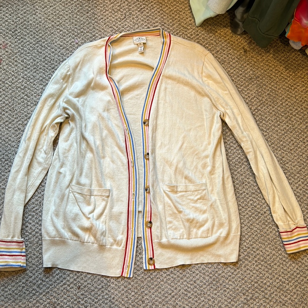 Long Sleeve Cardigan w/ Rainbow Lining